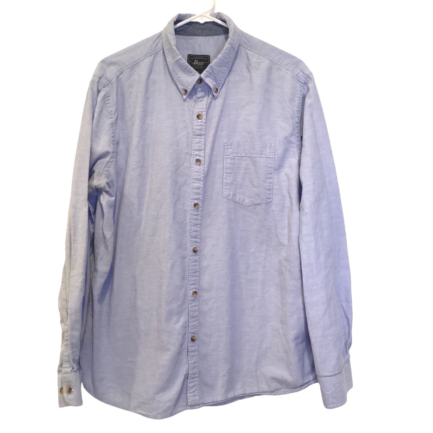 Gh Bass Men's Long Sleeve Xl Classic Oxford Button Down Shirt Blue Cotton
